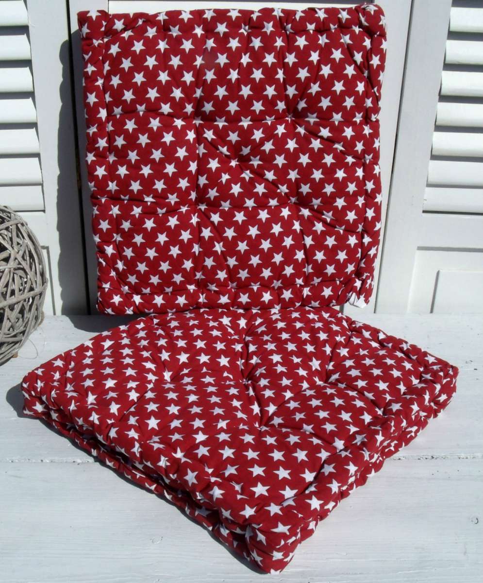 Matratzenkissen STARS ROT 40x40 cm Sterne Baumwolle Polyester