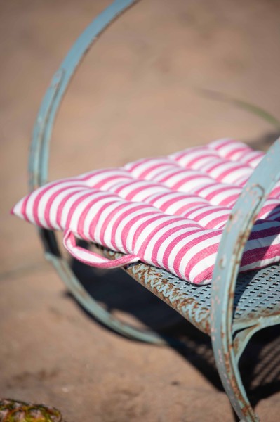 2 er Set Sitzkissen gestreift PINK Garten Stuhlkissen Kissen 38x38 cm mit Tragegriff