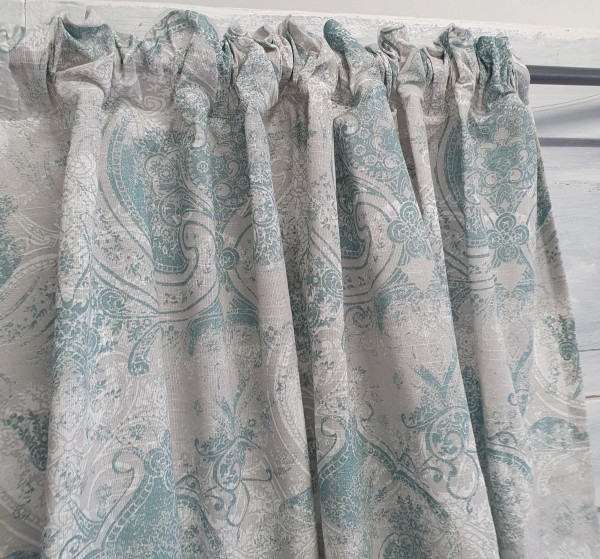 Vorhang PENNY Grün Weiß Greige NEU 115x250 cm 2 Stück Paisley Baumwolle