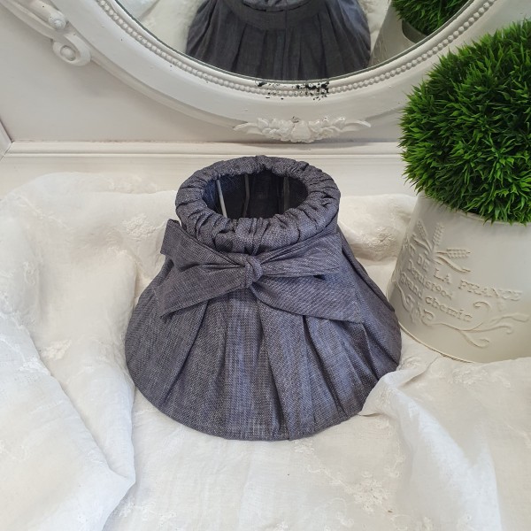 Lampenschirm Stoff ALEXA Hellgrau Stoff Landhaus E27 22-13 Shabby Chic