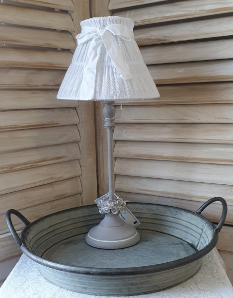 Tischleuchte SANNE Weiß Grau Nachttisch Tisch Lampe E 27 Landhaus