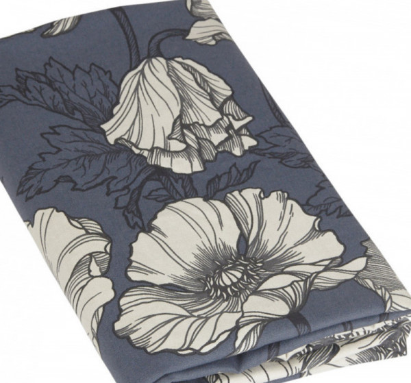 Tischdecke MICA BLAU 145x250 cm Landhaus Blumen Baumwolle Landhaus