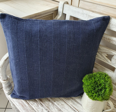 Kissen Bezug Hülle ANIKA Blau 50 x 50 cm Used Look Baumwolle Landhaus Kissen Bezug Hülle ANIKA Blau 50 x 50 cm Used Look Baumwolle Landhaus