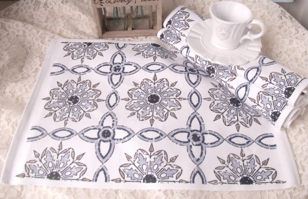 Tischset Platzset GREECE BLAU 2 Stück 33x45cm weiß blau sand