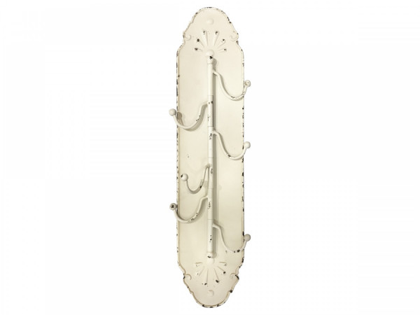 Garderobe Haken Metall 6 Haken creme gewischt Landhaus Shabby