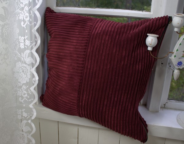 Kissenbezug SUNA Samt Kord Wein Rot 50x50 cm Polyester Kissen Hülle Landhaus