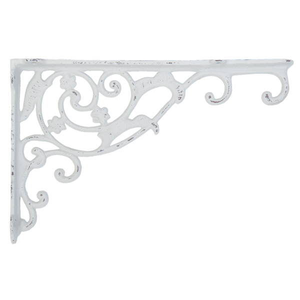 Regalhalter Metall 33x21cm Weiss Stütze Winkel Shabby Vintage Schnörkel