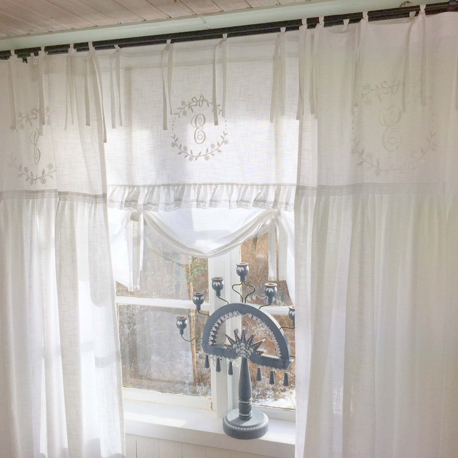 Raff Gardine ENGEL Rollo 160x90 Offwhite LillaBelle Shabby Vintage Curtain