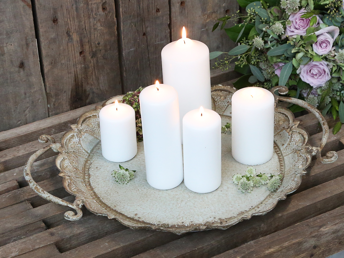 Deko-Tablett Herz-Tablett Holz Metall shabby weiß Vintage Landhaus klein