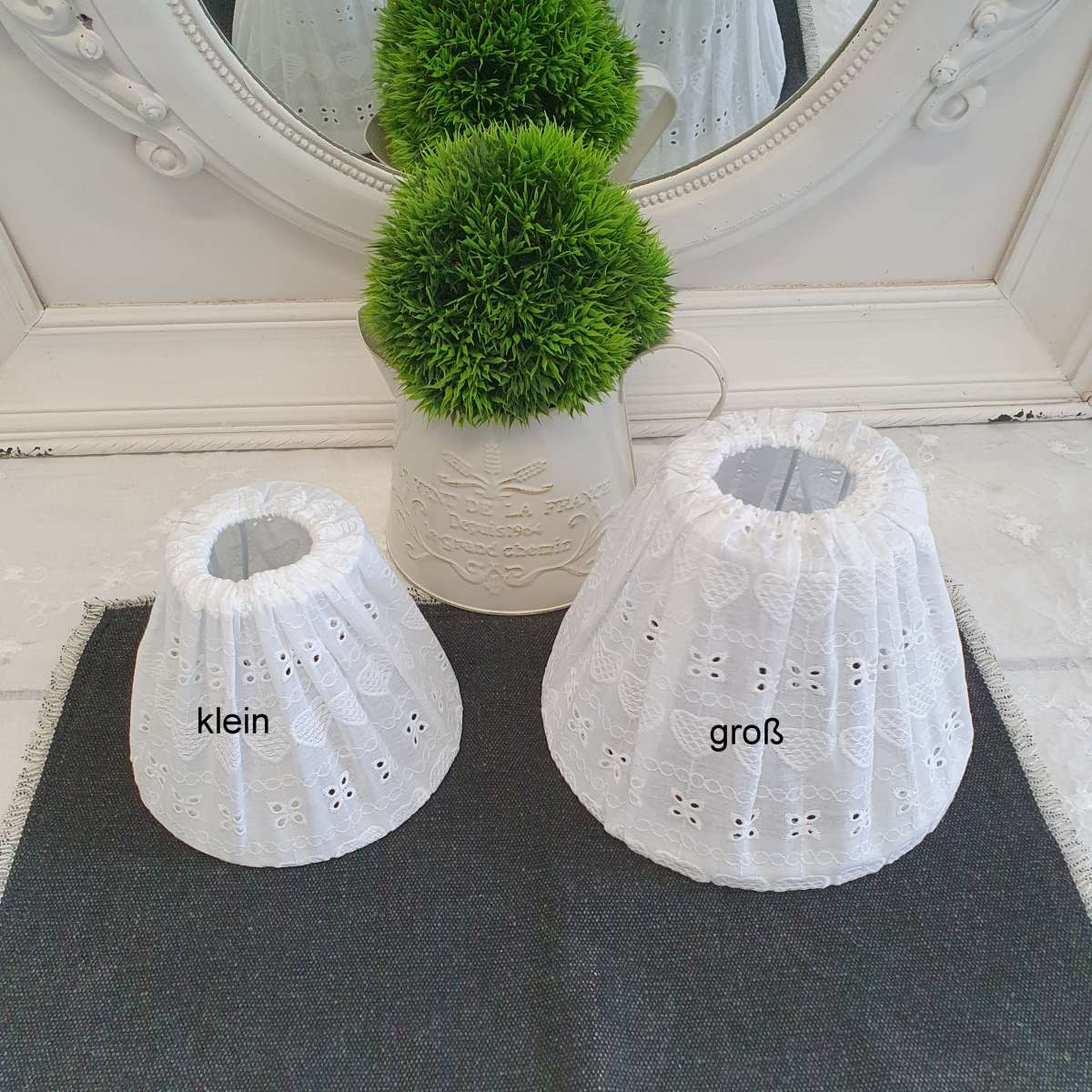 Lampenschirm HERZ Weiß Klein 15x12 cm Rund E27 Landhaus Shabby | Lampenschirme | Lampen | Wohnen & Dekorationen