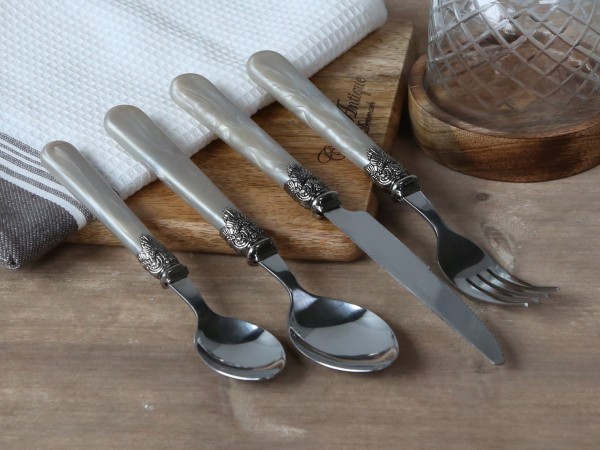 Besteck CORA Tafel Essbesteck 16-teilig champagner Antik Romantik Landhaus