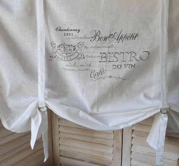 B-Ware Raff Gardine BON APPETIT Weiß Grau Rollo 100x100 cm Landhaus