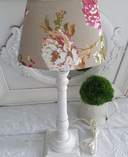 Tischlampe Holz EILEEN Designer Lampe E27 Weiß natur Blumen Floral