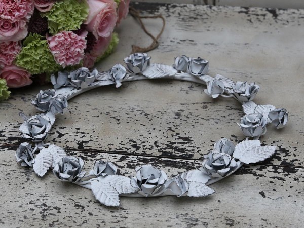 Deko Kranz NEIDA Weiß Tür Kranz Dekoration Metall Shabby