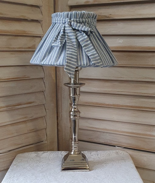 Tischlampe MARITIM Stoff rund Metallfuß 40 cm blau weiß
