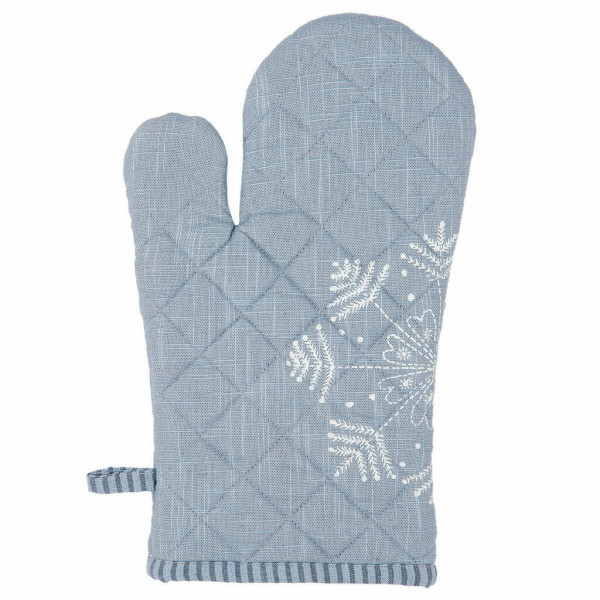 Ofenhandschuh blau grau AMELIE 16x30 Backofen Topflappen Baumwolle Landhaus