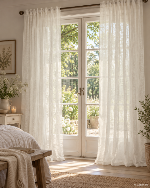 Vorhang LIA Offwhite Gardinen Schal 130x240 cm 2 Stück Loft Crincle KnitterStyle