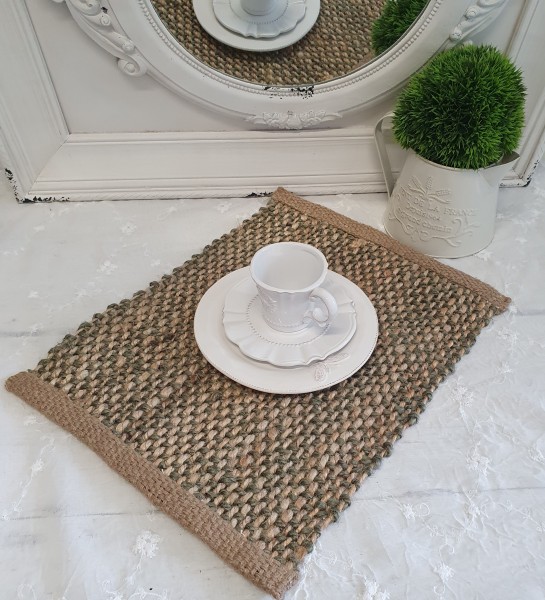 Tischset Platzset Grün Natur Jute 2 Stück