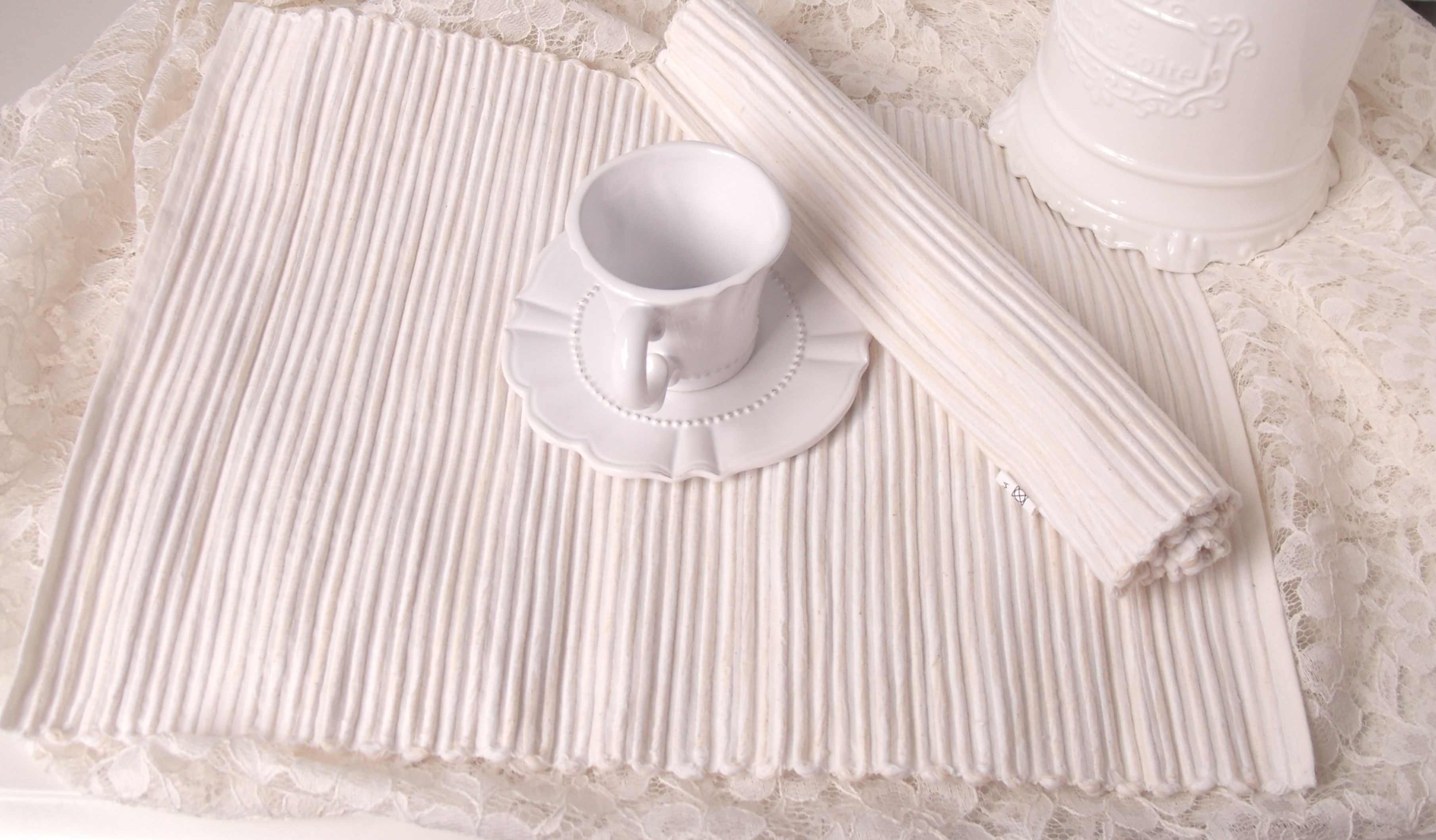 Tischset Platzset ANNA Offwhite Creme & 33x45cm | Textilien 2 Landhausstil Tischsets | Stück Platzsets Zauberhafter 