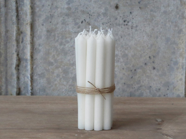 Kerzen Mini Stabkerzen Weiß 10er Set ungebündelt 13x1,2 cm