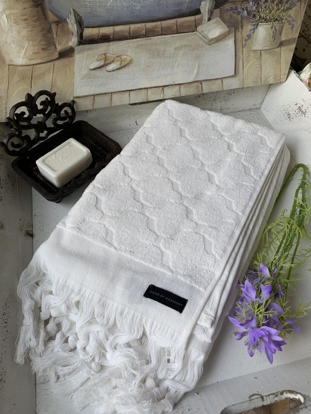 Bade Dusch Handtuch DINA Offwhite 70x140 cm Frottee Handtuch Fransen