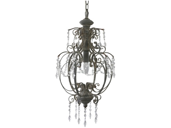Kronleuchter KATE antik grau handgemacht E14 Deckenlampe Hängelampe Acrylglas
