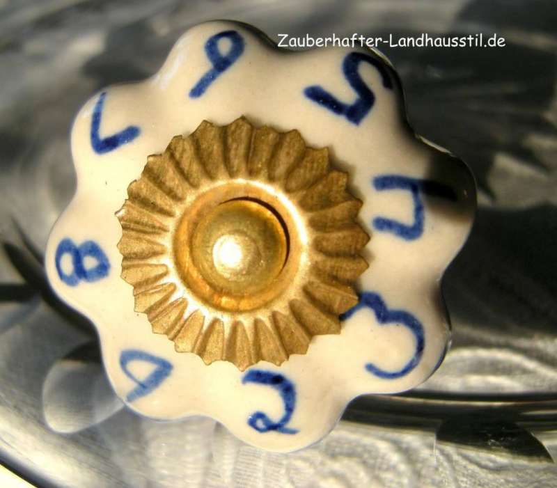 Schrankknopf Porzellanknopf Möbelknopf BLau CREME | Möbelknöpfe