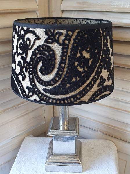 Tischlampe Metall EDEL BAROCK 47cm E27 Landhaus Stoffschirm Shabby Chic