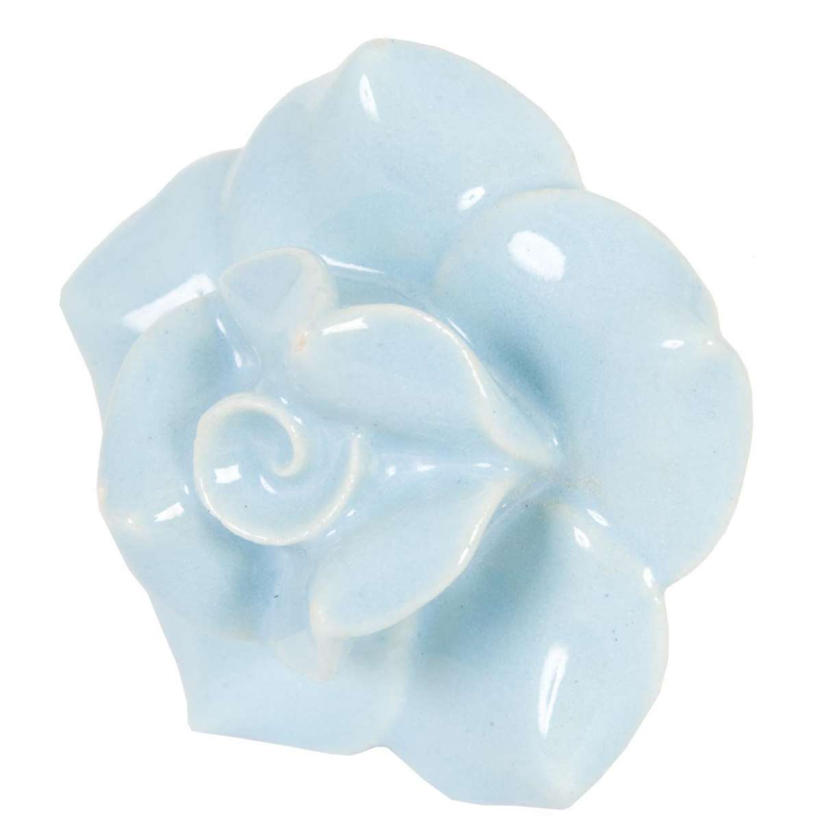 Schrankknopf ROSE Hellblau Blau Porzellanknopf Kommodenknopf