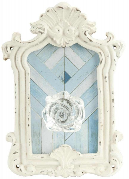 Kleider Handtuch Haken ROSE 13*4*19 cm offwhite blau