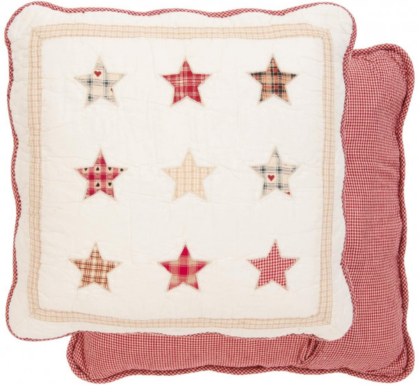 Kissenbezug STERN 50x50cm creme rot Landhaus Shabby Chic Baumwolle Polyester