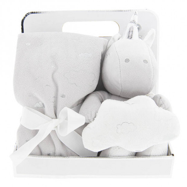 Kuscheldecke Kinder 75x75 + großes Plüsch Einhorn Baby Geburt Geschenk Weihnacht