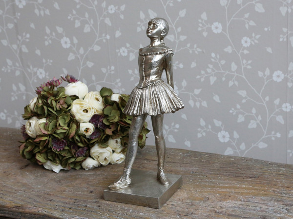 Ballerina Stehend Antique Silber Shabby H39 x L17 x B13 cm Dekoration Landaus