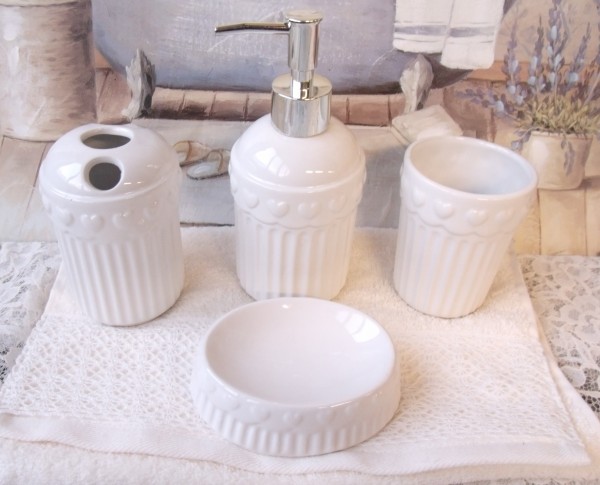 B Ware Bad Set VALENTIN 4-teilig Seifenspender Seifenschale Becher Zahnbürstenhalter
