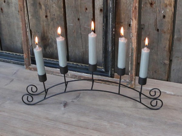 Kerzenständer Kerzenhallter Für 5 Kerzen Antique Grau Metall 14 x 39 x 5 cm Lanhaus Shabby