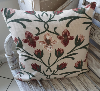 Kissenbezug JULIA Sand Blumen 48 x 48 cm Baumwolle Landhaus Kissenbezug JULIA Sand Blumen 48 x 48 cm Baumwolle Landhaus