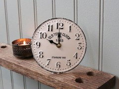Kaminuhr Tischuhr Rund Creme Metall Vintage Shabby