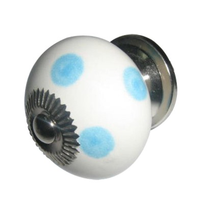 Schrankknopf Porzellanknopf HELLBLAU PUNKTE | Möbelknöpfe & Griffe