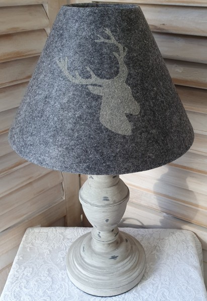 Tischlampe Holz EARL Grau Natur Filz Holz Alpenstyle