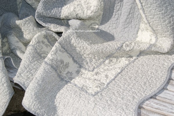Tagesdecke Z JANE 260x260 cm Grau Creme Plaid Toile