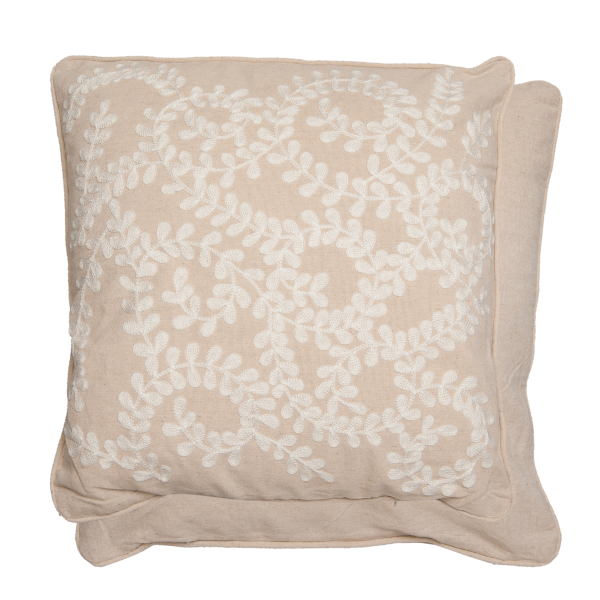 Kissen RANKE natur 45x45cm mit Inlett Stickerei Edel Deko Leinen Polyester