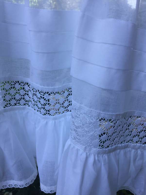 Kurz Scheiben Gardine ISABELLA 46x250 cm transparent Volant Landhaus