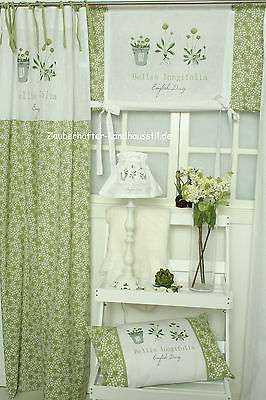 Vorhang FLOWER GRÜN 115x240 cm Gardine 2 Stück | Gardinenschals & Vorhänge | Gardinen