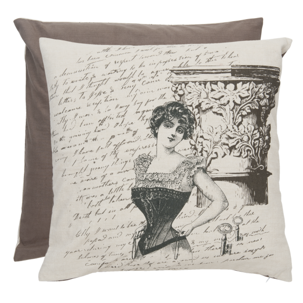 Kissenbezug MADAME 50x50cm beige taupe Vintage Baumwolle