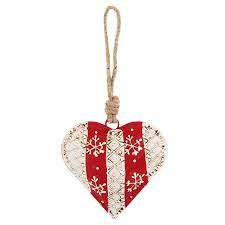 Deko Herz ROT CREME 10 cm Shabby Chic Rot Weihnachtsschmuck