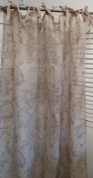 ROMANTIC Vorhang Leinen Gardine Natur Blumen Ranken 1 Schal 140x250 cm