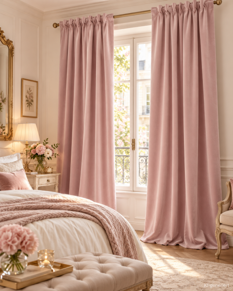 Vorhang GABRIELLA Samt PUDERROSA 140x280 cm 2 Stück Blickdicht