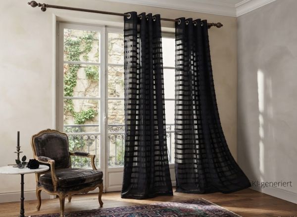 LillaBelle CARLOTTA Gardinenschals Schwarz 135 x 240 cm – 2er-Set mit Ösen