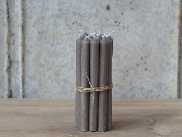 Kerzen Mini Stabkerzen leinen 10er Set ungebündelt 13x1,2 cm