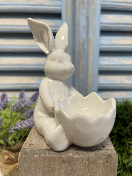 2 er Set Keramik Eierbecher Hase offwhite Ostern